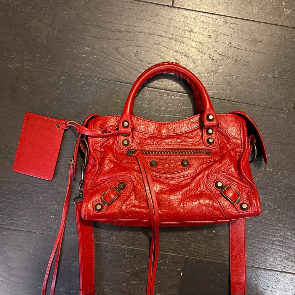 Authentic BALENCIAGA red mini city bag leather women - Picture 2 of 12